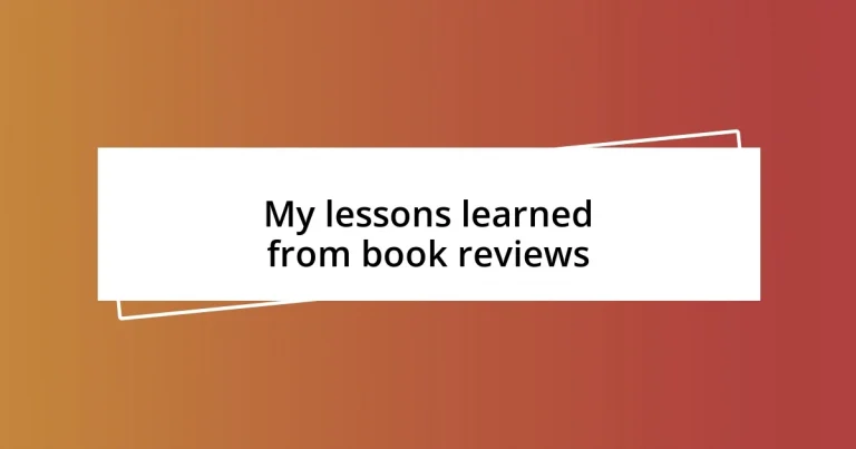 My lessons learned from book reviews